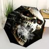 1pc Gothic Skull Umbrella - 8-Rib Frame, Automatic Open Compact Travel Umbrella, Lightweight & Durable with Intricate Black &
