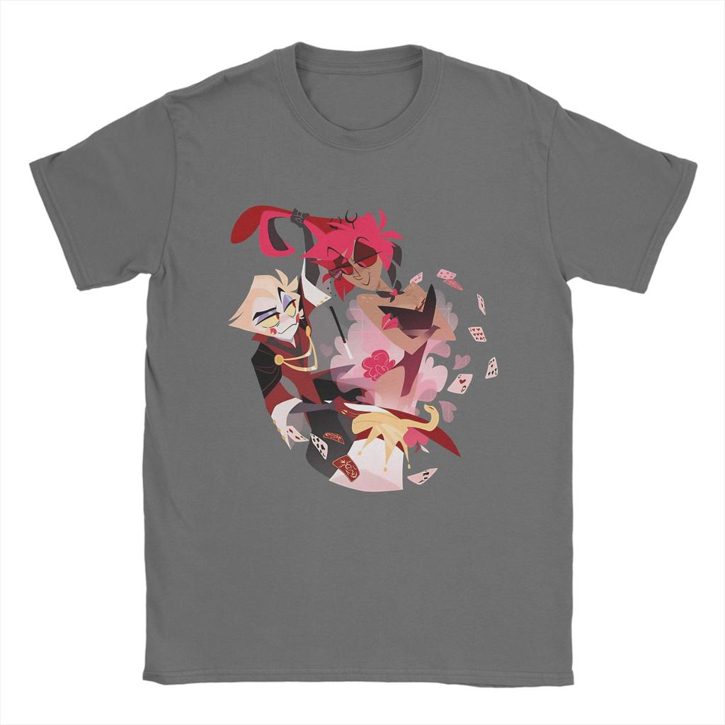 Lucifer Alastor Alakazam  TShirt Summer HHazbins Hotels Cotton TShirts For Couple Hippie Casual Tshirt Short Sleeve Top Tees