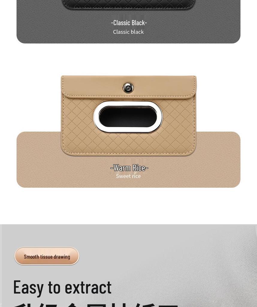 Car Tissue Box: Sun Visor/Seat Back Mountable