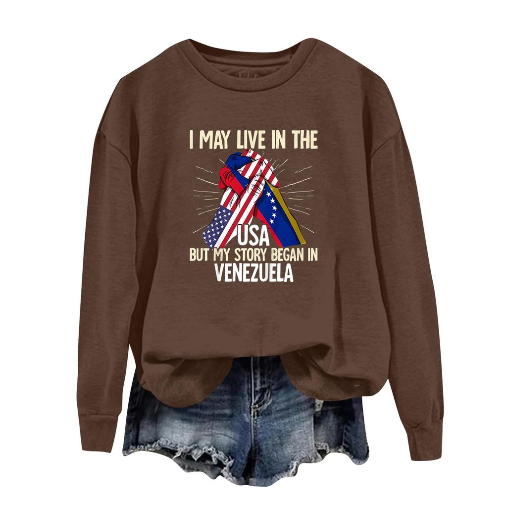 Damen bedruckter lässiger Sport-Kapuzenpullover mit langen Ärmeln und rundem Ausschnitt