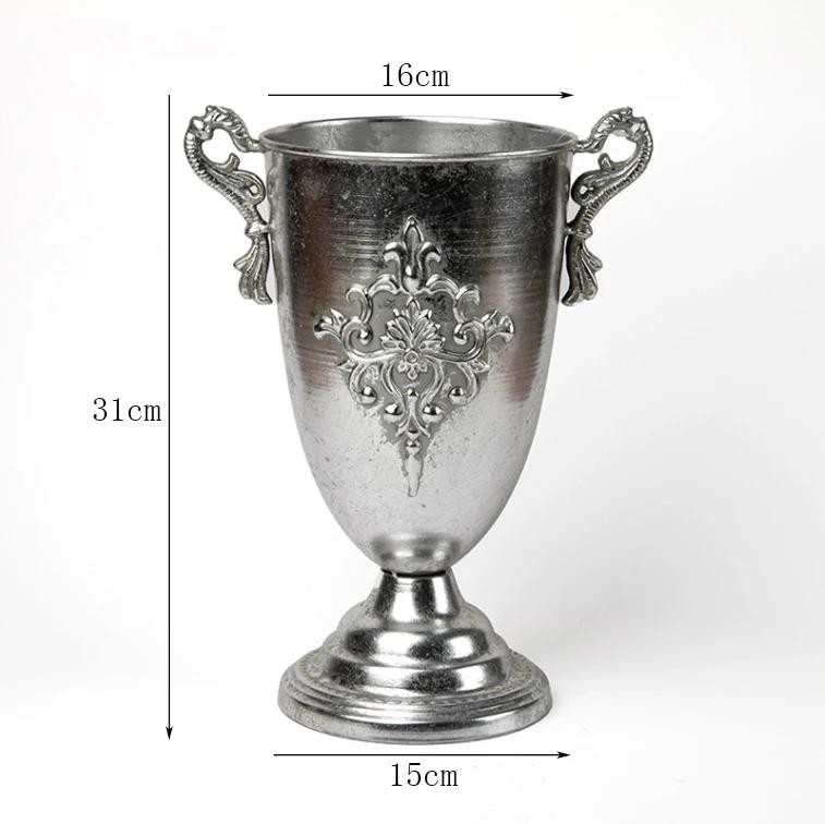 Vintage Klassisk Silverjärn Blombukett Dekoration Hemrum Bord Blomkruka Prydnader Kontor Butik Blomsterarrangemang Hantverk