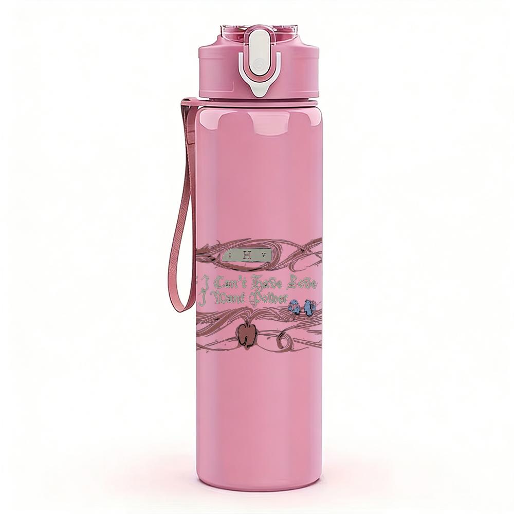 1PC Retro Rectangle Minimalist Patch Print 750ml Portable Sports Water Bottle Leakproof Gym Outdoor Travel Drink Cup