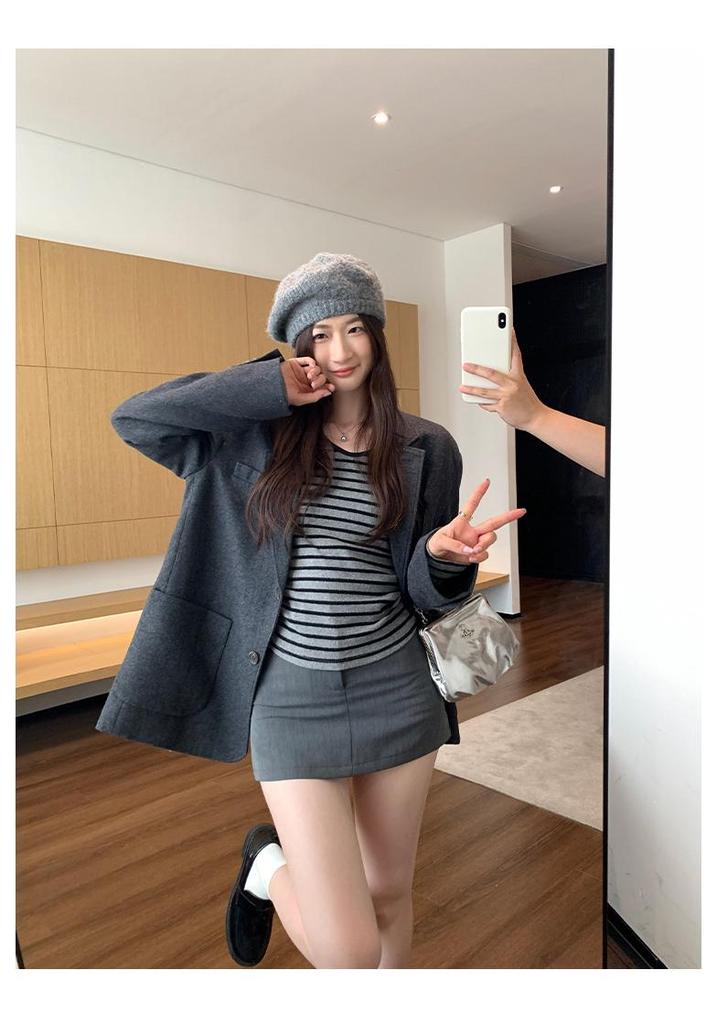 Stunning Striped V-Neck Base Layer Shirt for Women - Long-Sleeve, Autumn 2026 Style, Wear Alone or as Inner Wear