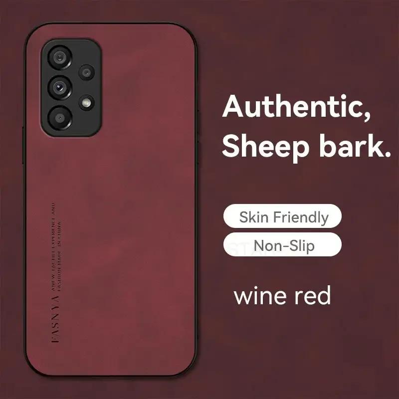 Luxury Sheepskin Leather Case for Samsung Galaxy A55 A35 A25 A15 A54 A34 A24 A14 A73 A53 A33 A23 A72 A52 32 M55 4G 5G Back Cover