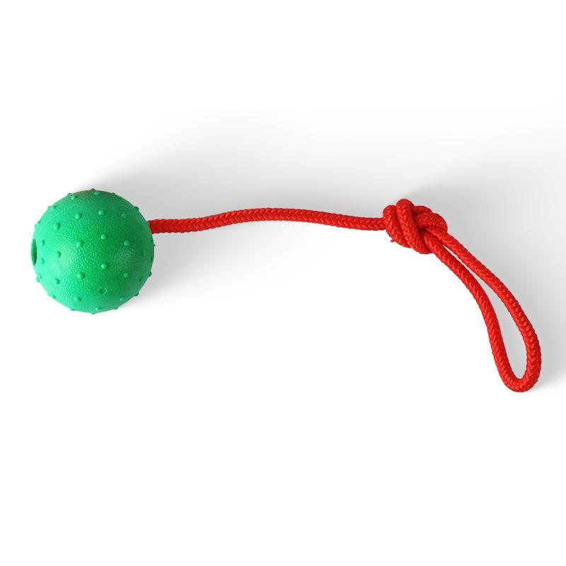 

Rubber Ball with Rope Pet Teeth Indestructible Bite Toy Funny Puppy Training Solid Balls Pets Dog Chew Molar Interactive Toys 5.5cm зелений