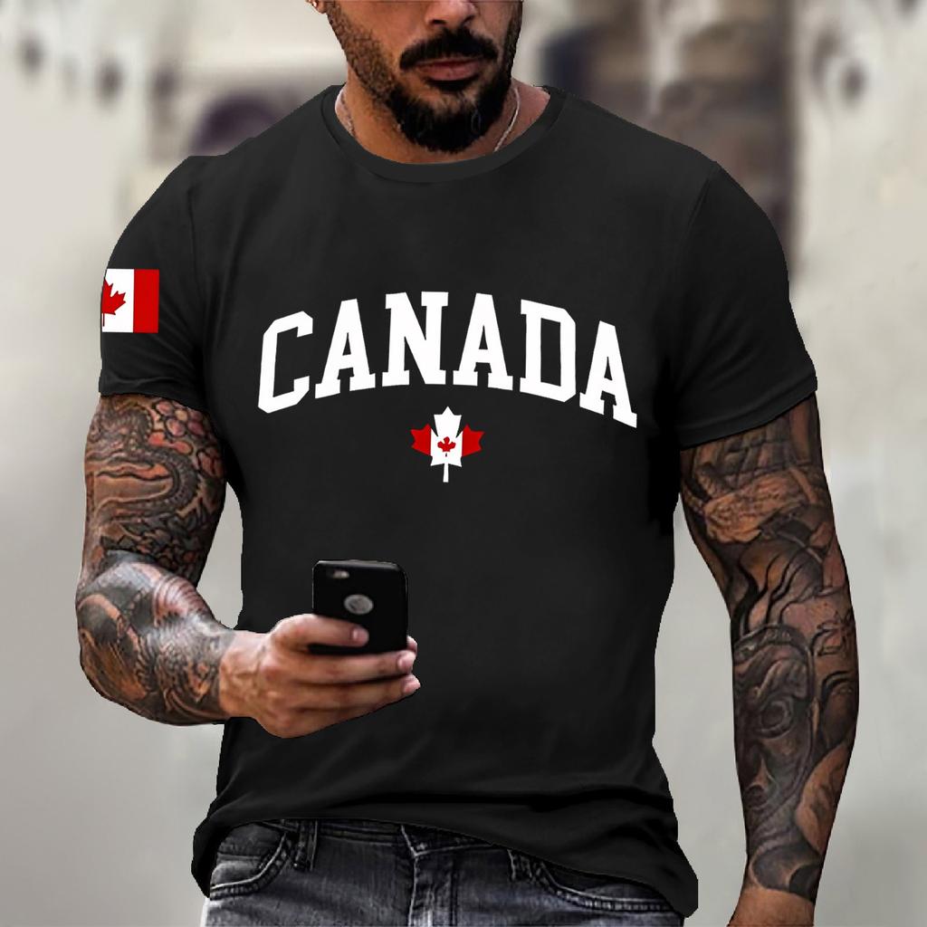 Men's Canadian Printed Round-neck Short-sleeved T-shirt