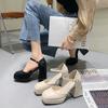 Fashion Thick-heeled High-heeled Shoes for Women Thick-soled 2025 Spring and Summer New Platform Simple Black Waterproof Elegant Shoes