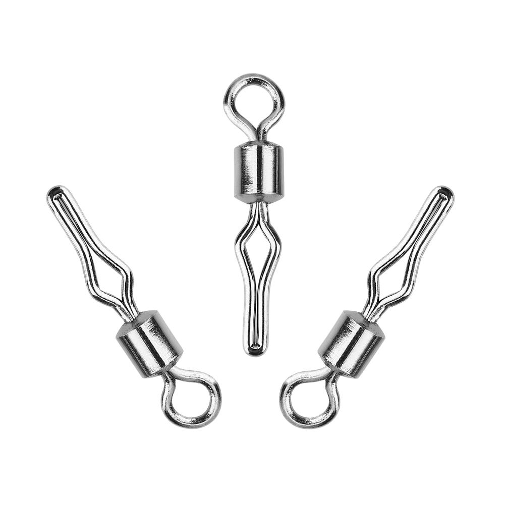 100pcs Durable Stainless Steel Rolling Swivels Hook Lure Connectors Fishing Tackle(6#)