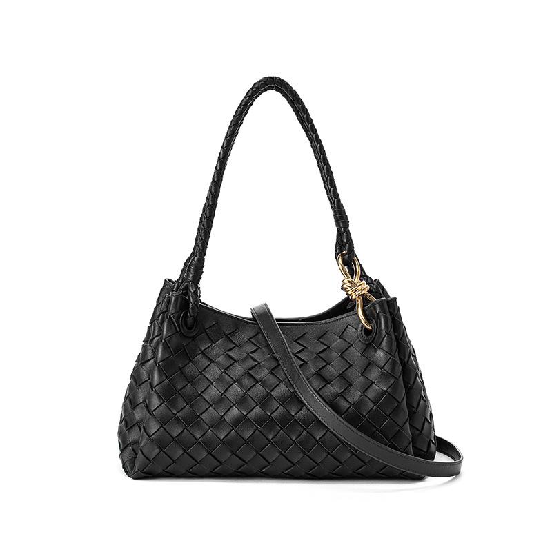 Neue Echte Lammfell Damen Handtasche, Fallschirmtasche Mittlere Größe Handgefertigte Gewebte Tasche mit Metallschnalle, Einzelne Schulter- & Handtasche