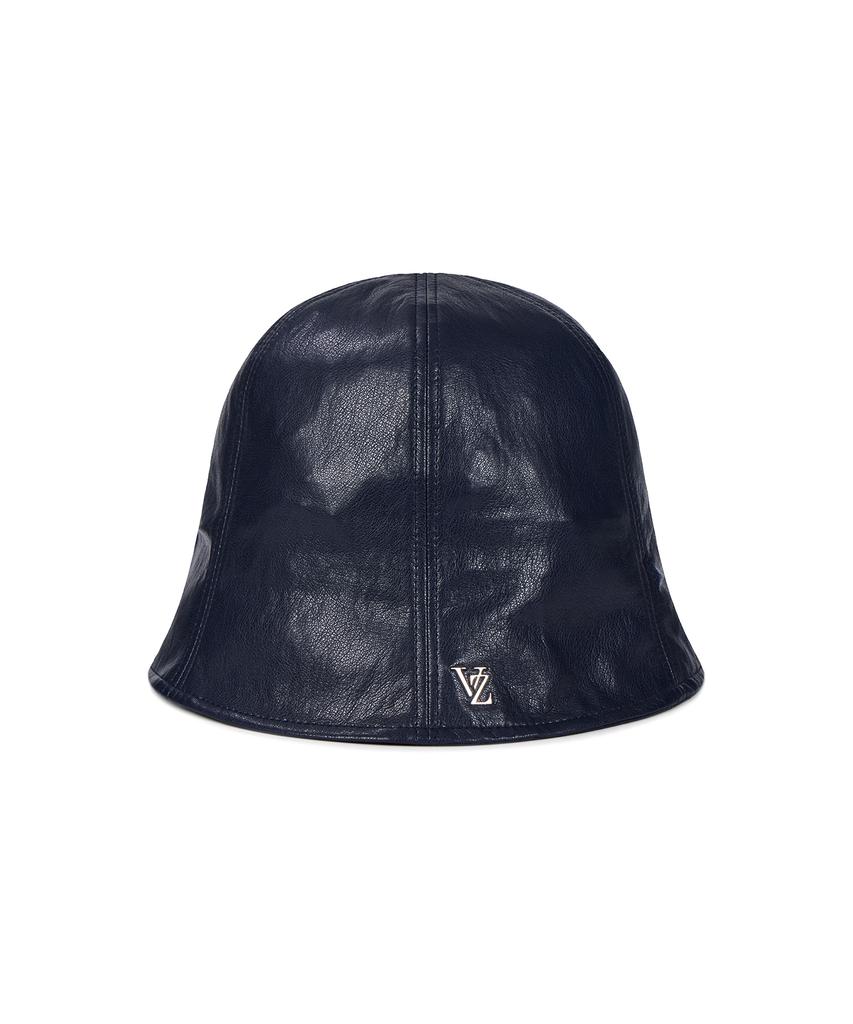 Bajal Vz Studded Vegan Leather Tulip Hat Navy