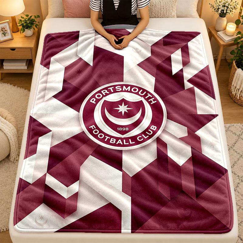 Flannel BlanketPortsmouth FC Warm Soft Throw Blanket for Indoor Sofa Bed Living Room Use