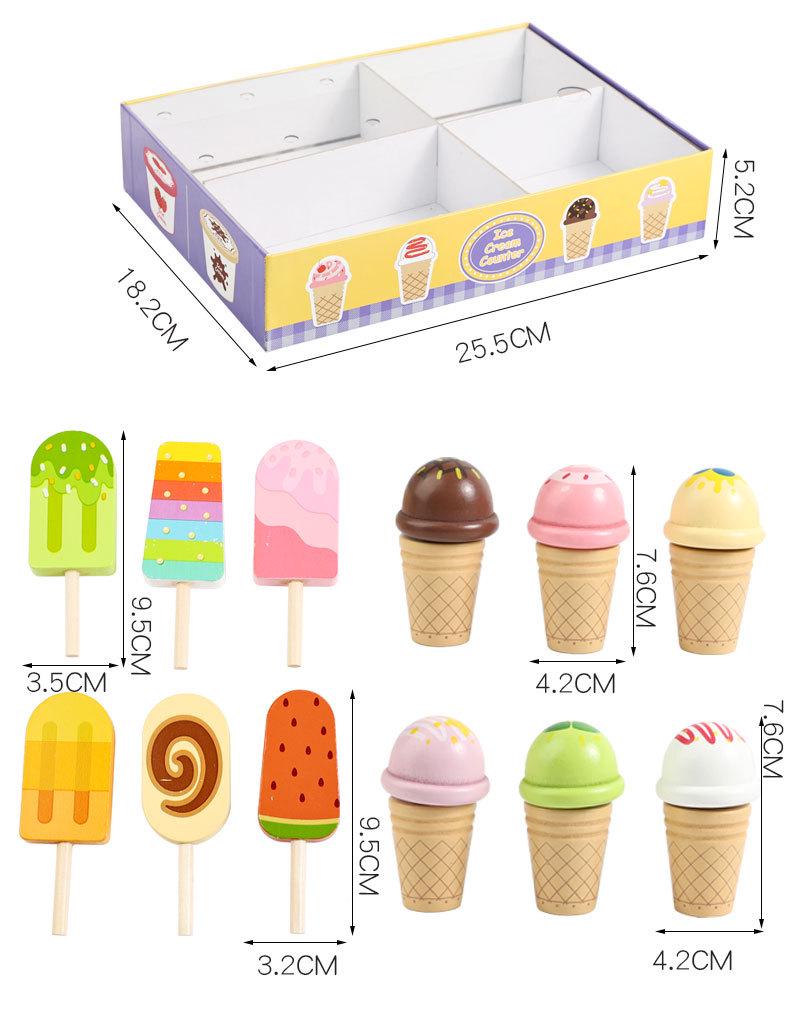 Wooden Ice Cream Cart Playhouse Toy for Early Learning