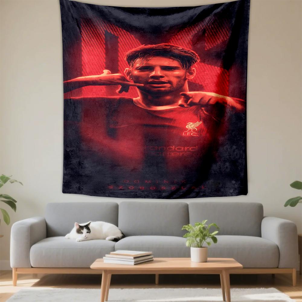 "Red Themed Football Player Design Patterned tapestry for bedroom and living room home decor"