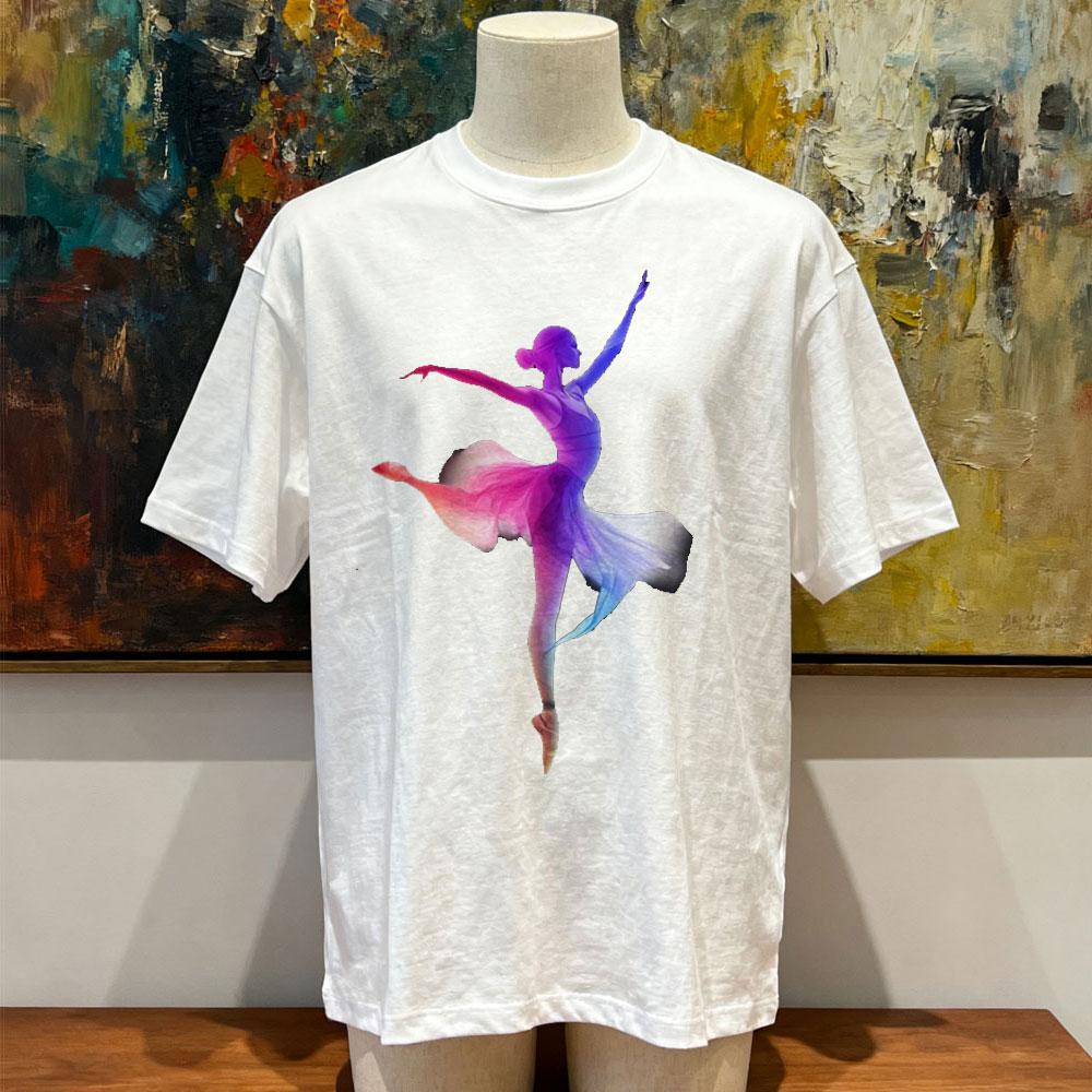 Colorful Ballerina Silhouette Graphic T Shirts Watercolor Ballet TShirt Woman Man Summer Fashion Casual Cotton Streetwear Tops