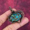 Copper Chrysocolla Gemstone Pendant Handmade Jewelry Copper Wire Wrapped Pendant