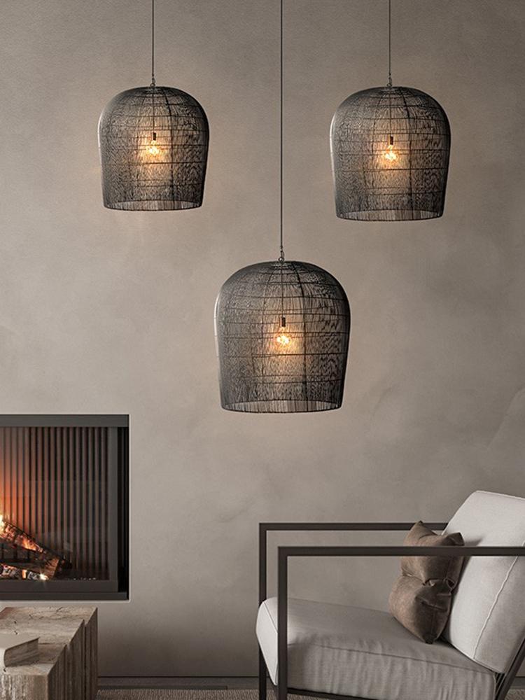 Japanese-style Handmade Rattan Led Pendant Lights Lustre Dining Room Bar Bedroom Bedside Hanging Light Fixture