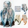 New-style Headscarf, 90cm Silk Scarf, Fresh Floral Print, Square Scarf, Ladies’ Large Scarf