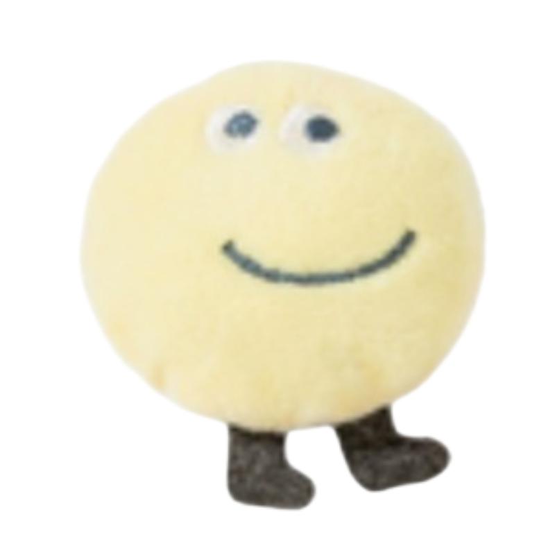 Cute Yellow Plush Smiley Face Cat Toy, Soft Kitten Chew Teaser with Squeaky Sound, Interactive Pet Play Toy for Cats Gift бежевый