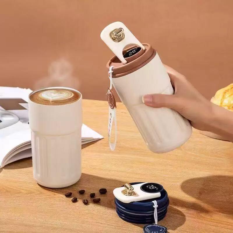 450ml Stainless Steel Thermos Cup with Smart Temperature Display, Portable, Leak-Proof, Corrosion Resistant, High-Quality Travel Coffee Mug