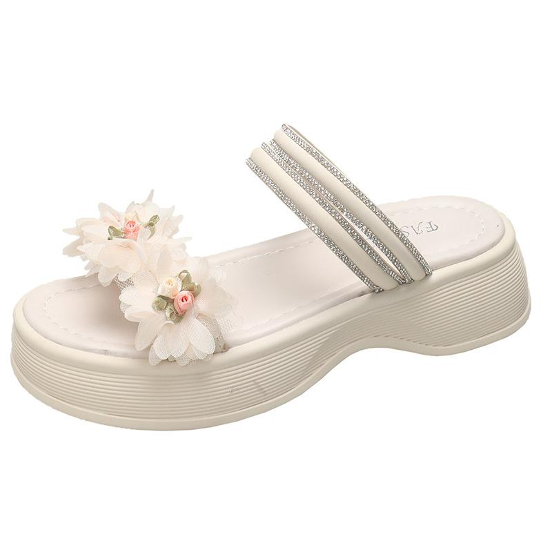 

Sandals women s 2024 new flat bottom one-word belt women s shoes summer beach shoes fashion versatile rhinestone summer fairy style 35 слоновая кость