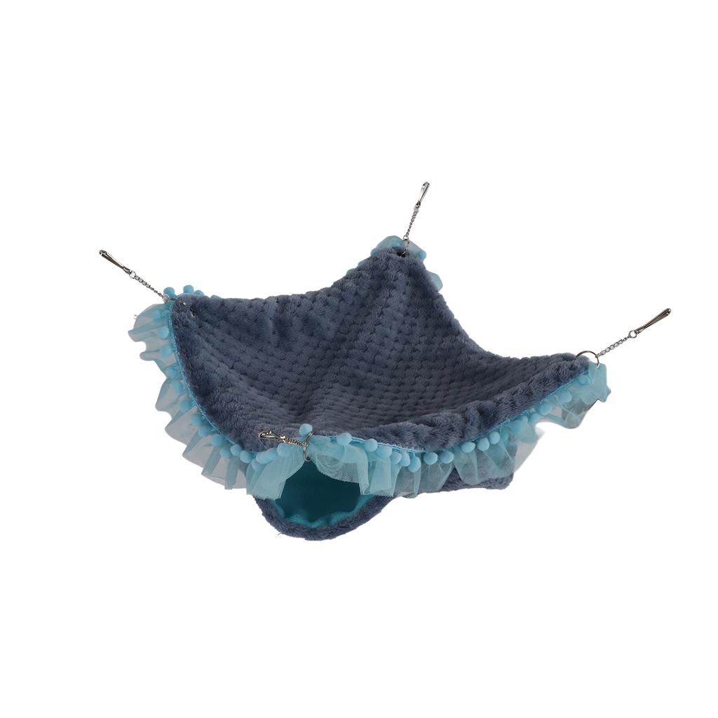 Double Layer Small Pet Swing Hammock Small Pet Double Plush Hammock for Ferret Hamster Parrots Guinea PigBlue
