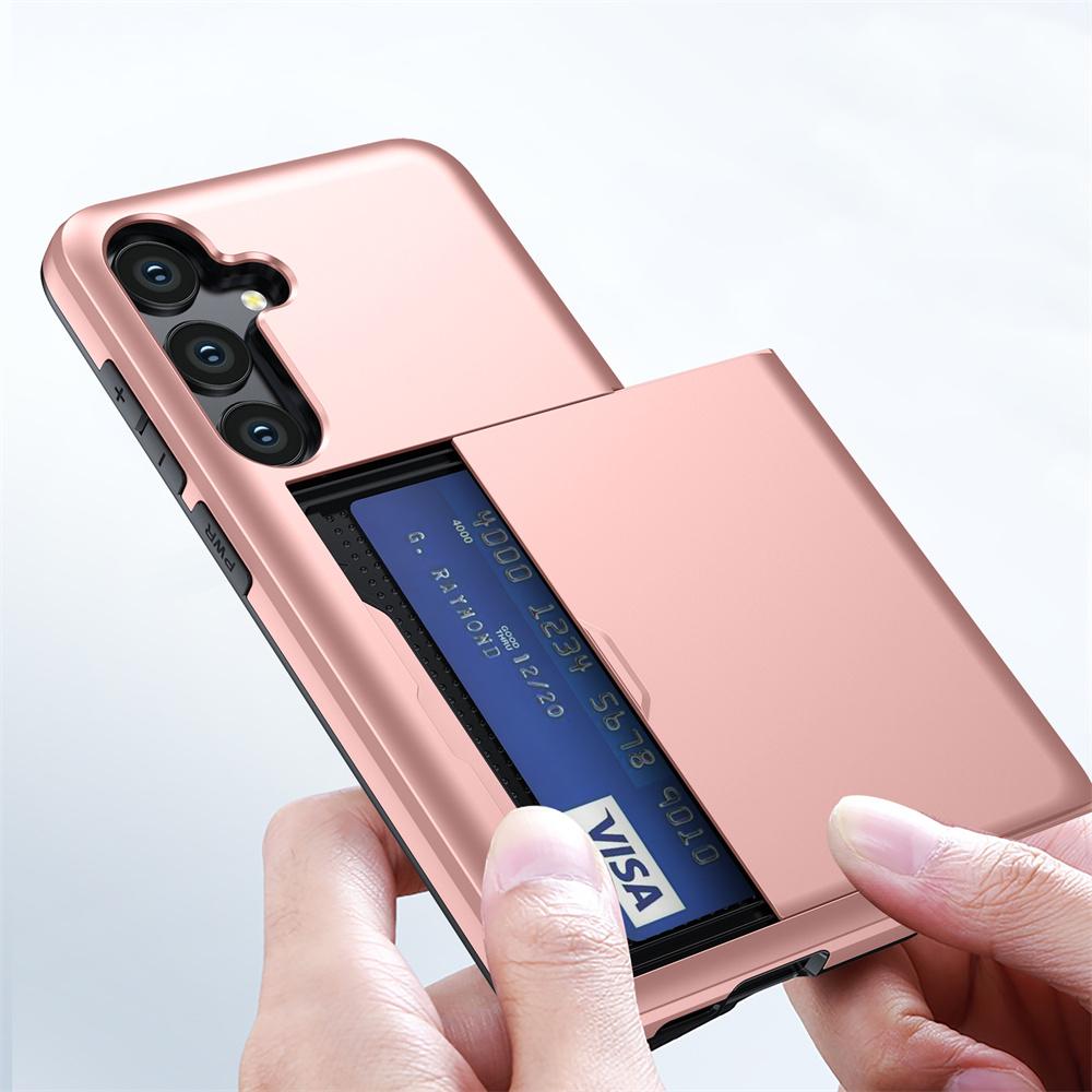 AMORUS For Samsung Galaxy A56 5G Case with Sliding Card Holder PC TPU Phone Back Cover