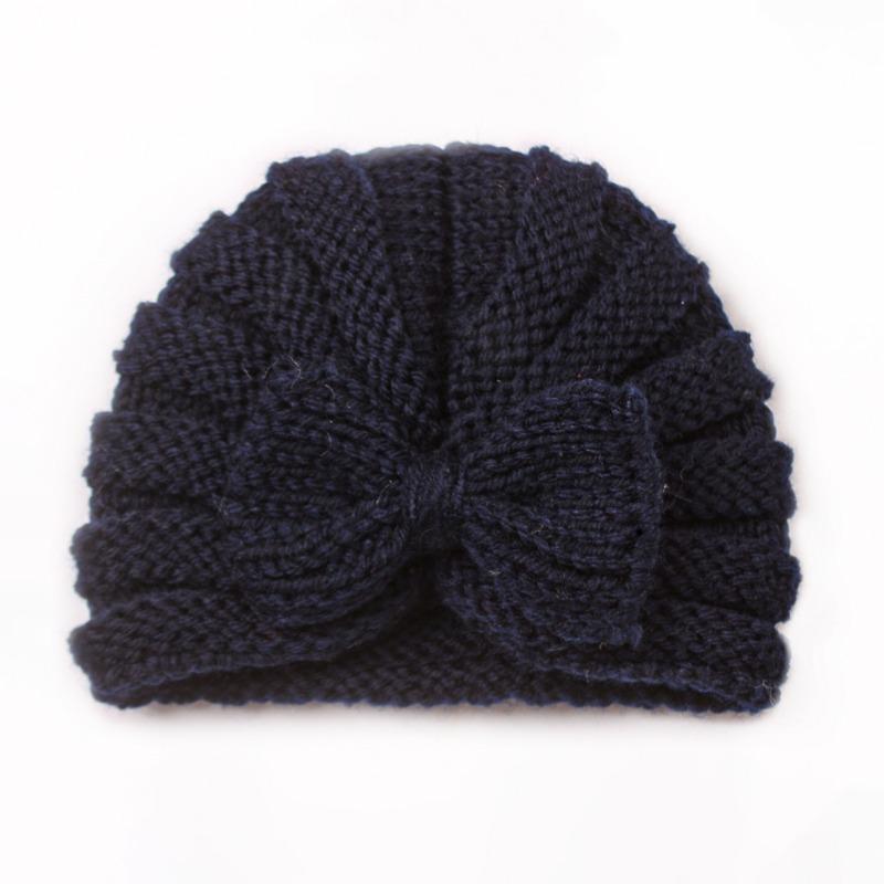 Autumn and Winter New Baby Bow Hat, Children's Knitted Warm Wool Hat, Baby Fetal Hat