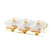 Creative Three Grid Golden Shelf Ceramic Soup Pot Kitchen Heating Baking Pan Golden Point Soup Pot Tableware