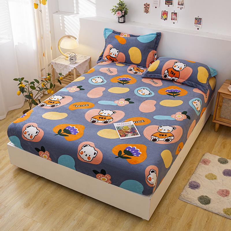 New A-class Milk Fleece Bed Sheet Thickened Warm Mink Fleece Mattress Cover Fully Wrapped