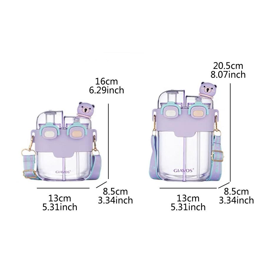 1pc 17.92/26.37oz Portable Leakproof Double Drink Water Bottle with Straw and Strap for School, Sports, and Travel - Stay Hydrated On the Go!