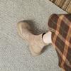 Slim Textured Suede Boots for Women New Retro British Style Round Toe Elastic Short Boots for Women Thin Boots