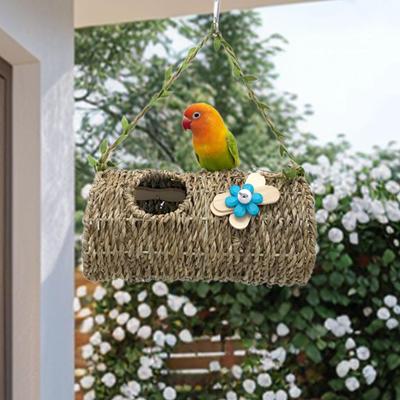 Bird Nest Hut Habitats Decoration Interactive Play Woven Small Animal Resting House Cage for
