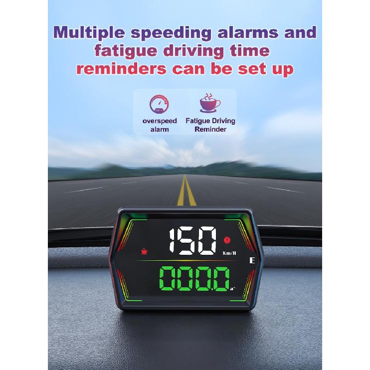 HUD Heads Up Display For Cars 2025 New Universal Digital GPS Speedometer LED Display With MPH Speed Compass Overspeed Alarm Fatigued Driving