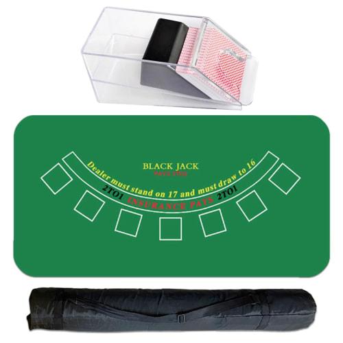 SALUDABLE Blackjack Mat Casino Card Shoe Shooter 120 60 with Storage Bag