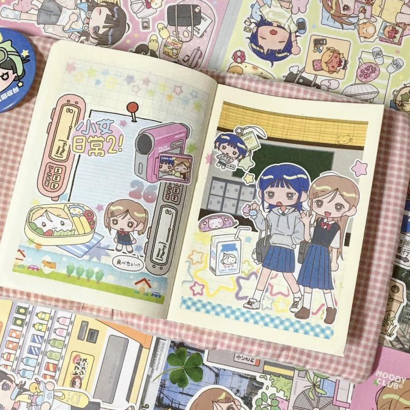 1 Sheet Korean Kawaii Y2K Decals Cute Sweet Cool Japanese Shibuya Girl Sticker Hand Account Diary Scrapbook Decorative Stickers