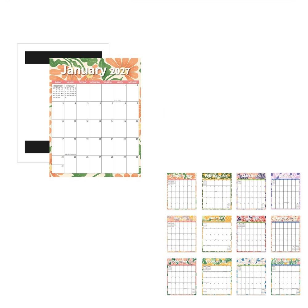Portable 2027 Wall Calendar with Large Grid Calendar Planner Hanging Calendar Schedule Organizer