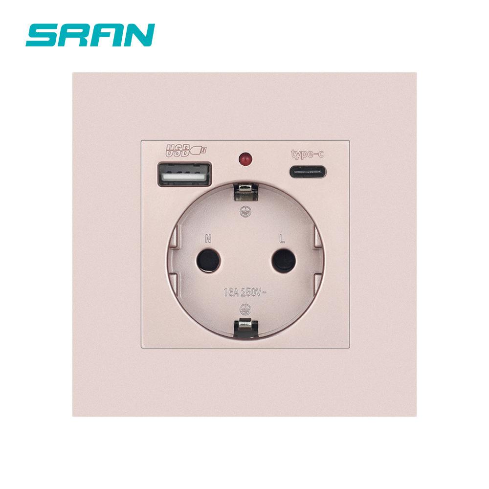 Bseed Europe Russia 16A Wall Power Socket White Black Grey Gold Crystal Glass Panel Plug Electrical Outlet for Home Improvemet