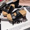 Metal buckle Internet celebrities with the same thick-soled muffin summer new one-word small sandals to wear slippers outside the beach women's shoes