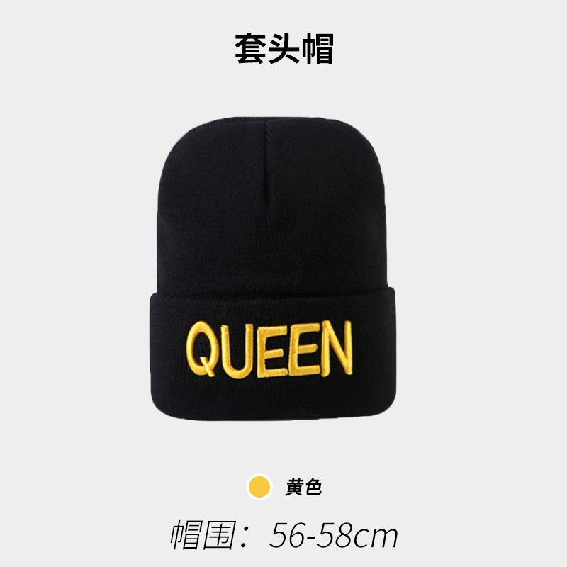 European and American Street Style Hip-hop Trend KING Embroidered Knitted Hat for Large Head Circumference, Trendy and Versatile, Warm Pullover