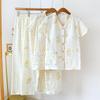 Nouveau pyjama d'été/printemps 2026 pour femme 100 % coton crêpé manches courtes pantalon avec coussinet de poitrine ensemble deux pièces grandes tailles vêtements d'intérieur
