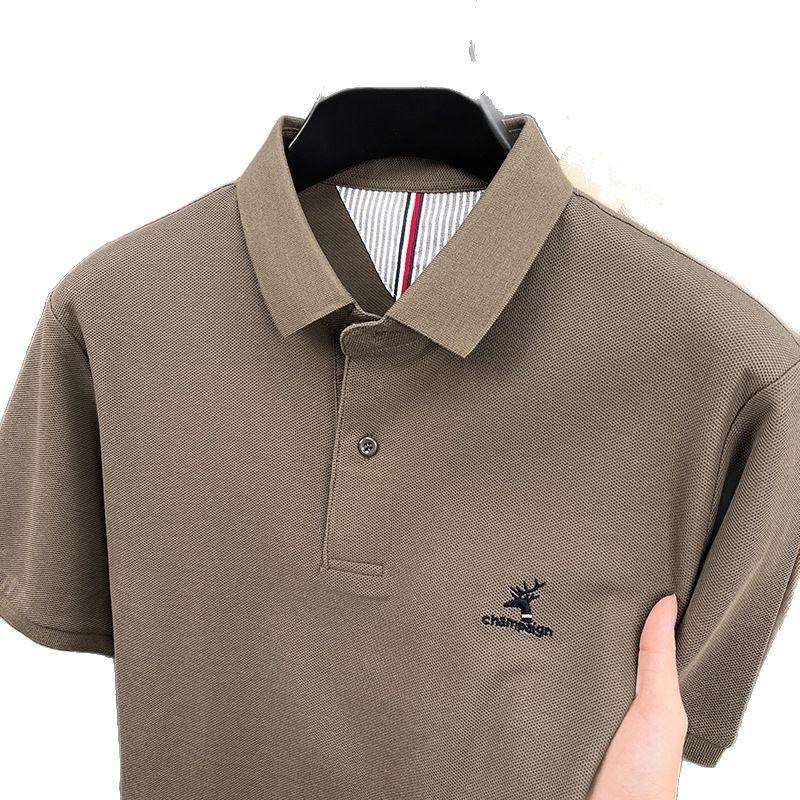 Pánské elegantní polo tričko s krátkým rukávem, luxusní vyšívané tričko s klopou a volným topem s půl rukávem