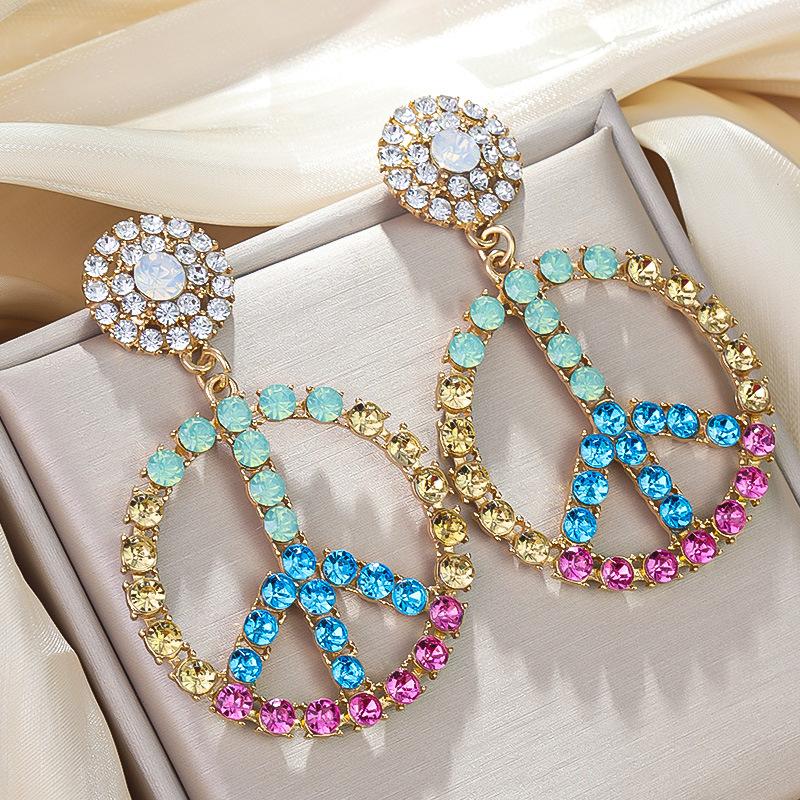 Boucles d'oreilles pendantes Zircon Fleur Colorée pour Femmes, Boucles d'oreilles pendantes Statement pour Fête & Usage Quotidien