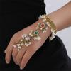 Retro Crystal Hand Chain Ring Irregular Tassels Bangle Exquisite Ethnic Style Bracelet  Couple