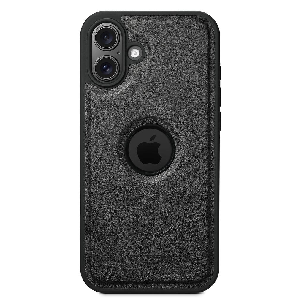 SUTENI G1 For iPhone 16 Magnetic Case Waxy Texture Leather Coated TPU Phone Cover