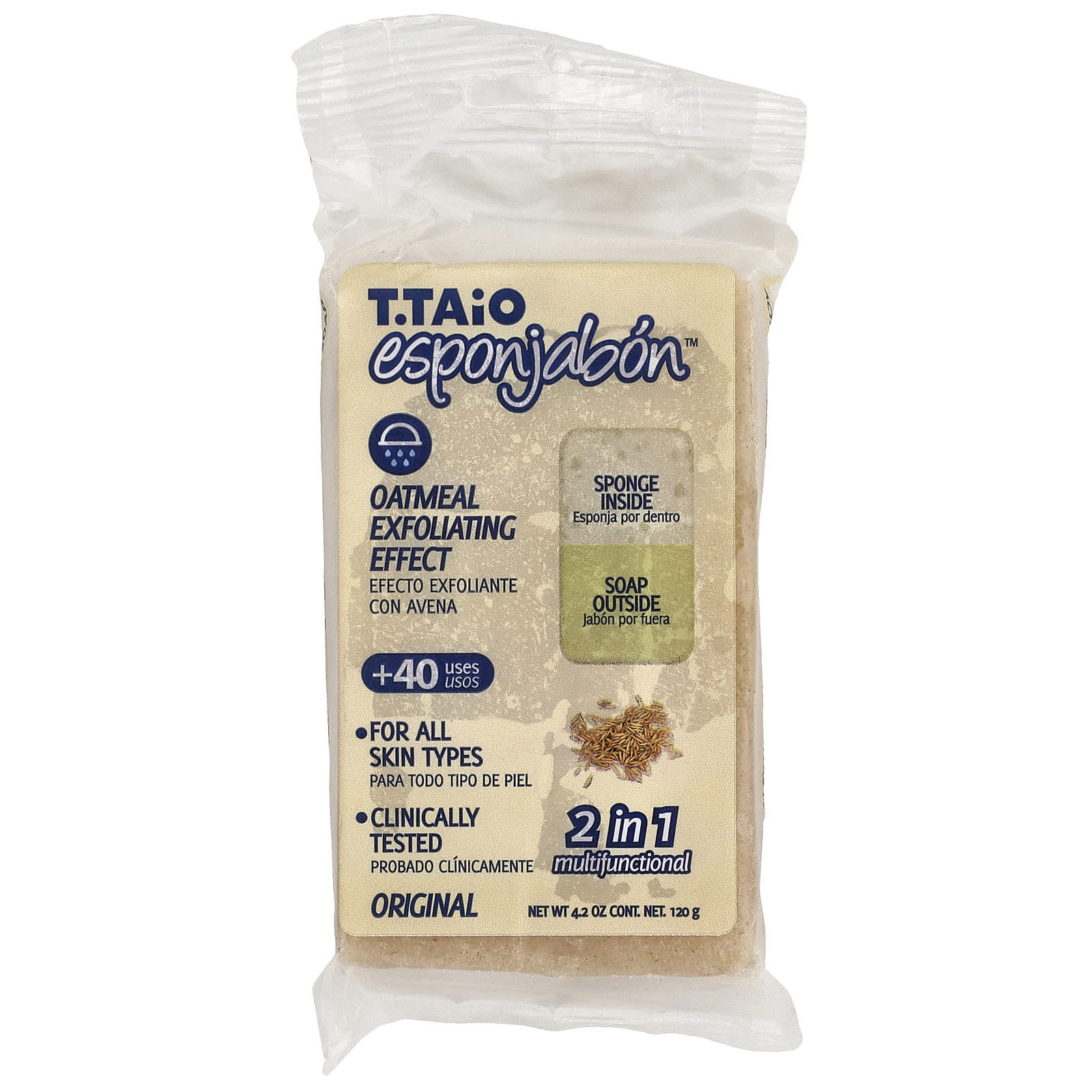 

T. Taio, Soap Bar, Sponge, Oatmeal, 120G (4.2Oz)