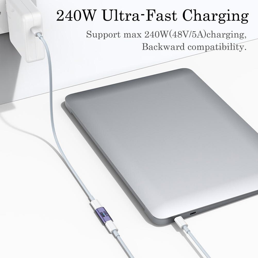 1/2pcs 240W USB C Coupler USB Type C Female to Female Adapter Extender for Thunderbolt 4/3 Support up to 240W Charging 40Gbps