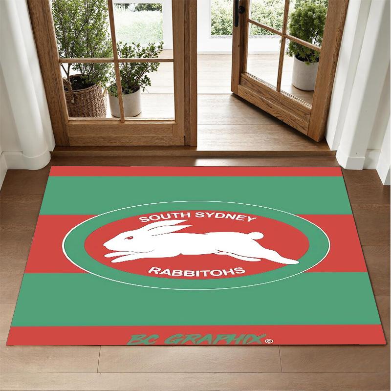 South Sydney Rabbitohs Design Crystal Velvet Rug Soft Decorative Mat for Bedroom Entrance