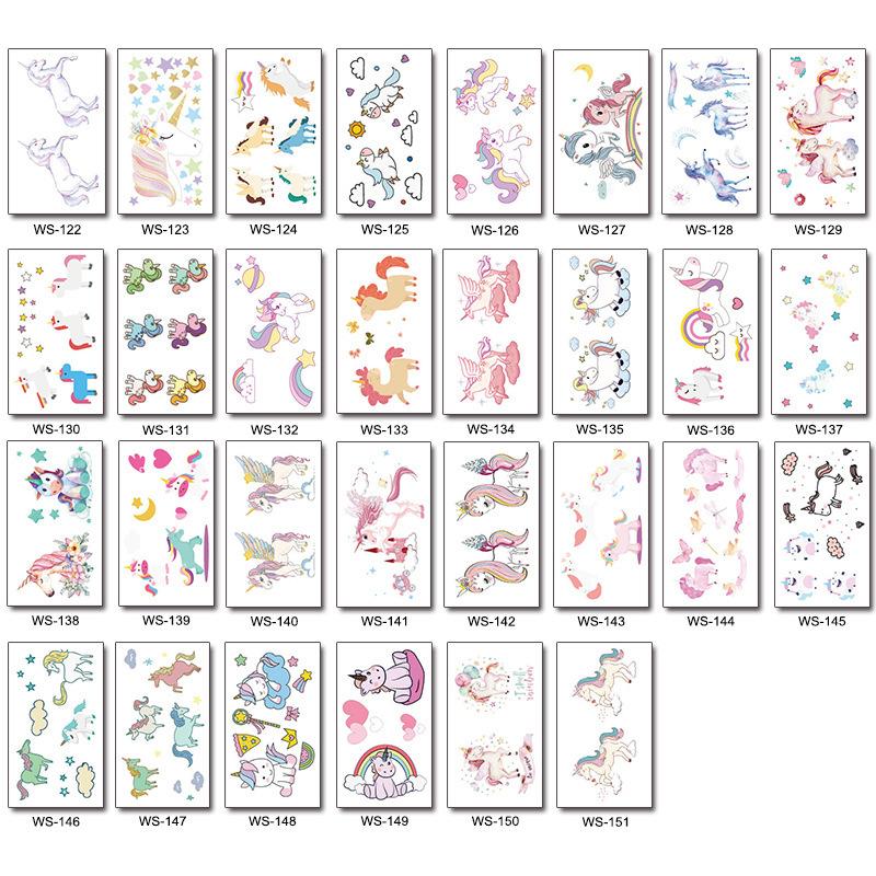 Cross Border Children's Cartoon Unicorn Tattoo Sticker Waterproof Long-lasting Fun Cute Sweat Resistant