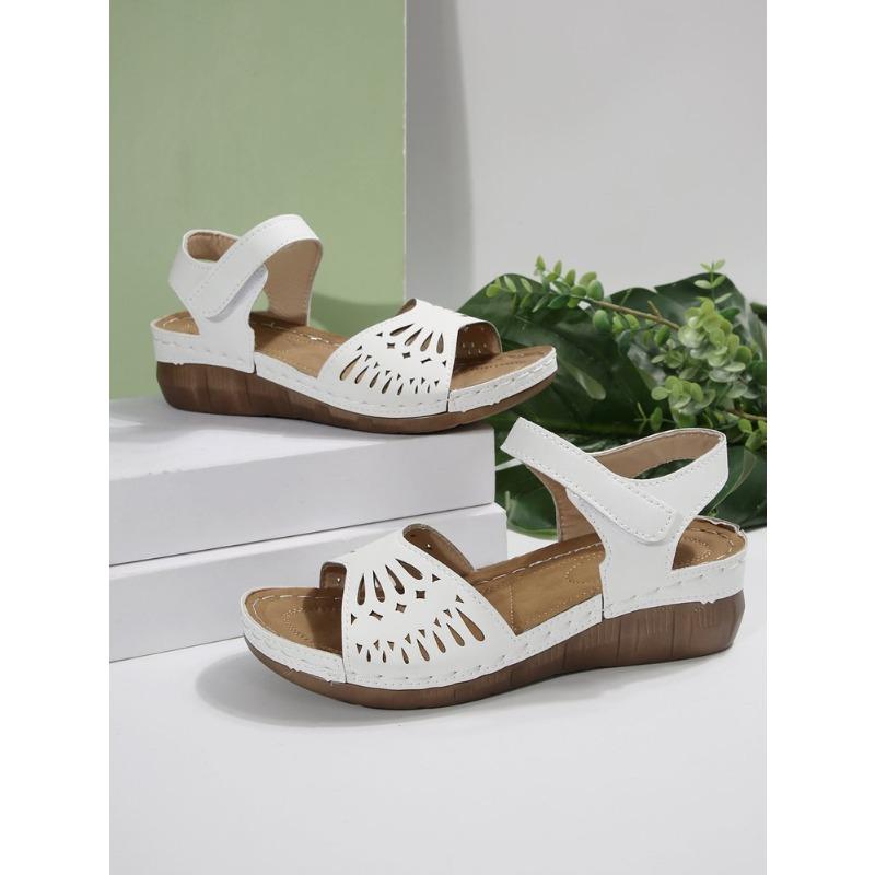 Damen Übergröße Plateau Cut-Out Sport Sandalen Sommer Europäisch Amerikanischer Stil Klettverschluss Lässige Slipper