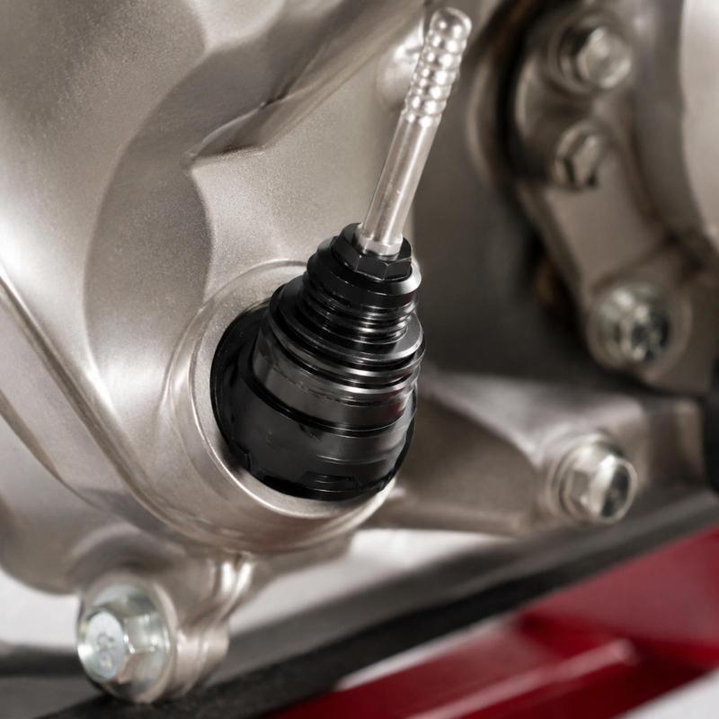 Threaded Motorcycle Oil Dipstick with Top Tool Socket, Aluminum Construction and Anodized Finish for Routine Checks